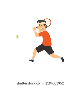 male tennis player. vector illustration isolated on white background