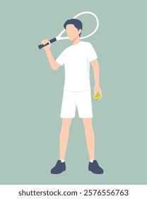 male tennis player vector illustration