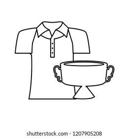 male tennis uniform shirt with trophy cup