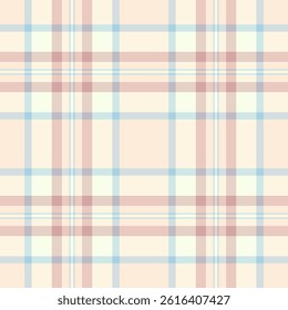 Male textile check seamless, reel tartan fabric vector. Livingroom background pattern plaid texture in light and old lace colors palette.