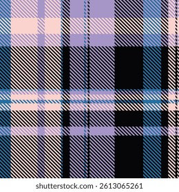 Male texture plaid seamless, filigree textile tartan fabric. Perfect vector check pattern background in black and pastel colors palette.