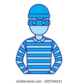 male thief avatar mask cap and striped clothes vector illustration blue image