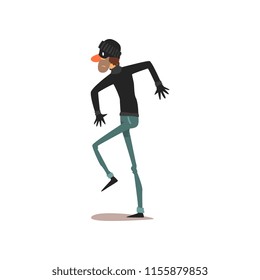Male thief in mask, robber cartoon character committing crime vector Illustration on a white background