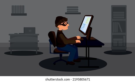 A male thief who steals computer spoofing. Widespread cybercrime, information stealing and violation of the right to security. Finding passwords, tracking someone else's computer, and account access.