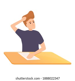 Icono de prueba de escuela de pensamiento masculino. Caricatura de la escuela de pensamiento masculino prueba icono vector para el diseño web aislado en fondo blanco