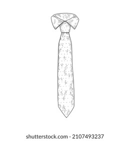 Male tie formal appearance element, hand drawn sketch style vector illustration isolated on white background. Elegant menswear and clothing suit necktie.