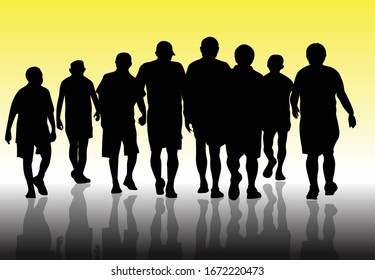 Male togetherness silhouettes background vector eps10