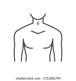 Male Torso Related Vector Thin Line Icon. Isolated On White Background. Editable Stroke. Vector Illustration.