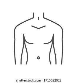 Male Torso Related Vector Thin Line Icon. Isolated On White Background. Editable Stroke. Vector Illustration.