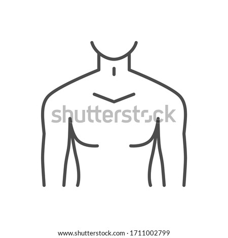 Male torso related vector thin line icon. Isolated on white background. Editable stroke. Vector illustration.