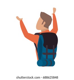 male tourist hiking icon image 