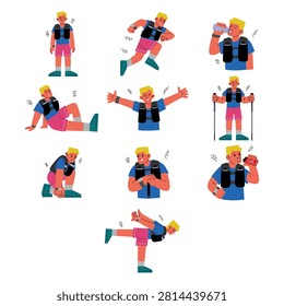 Male Trail Running Character Activity Illustration Pack