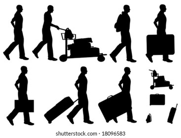 Male Traveler Silhouette Vectors