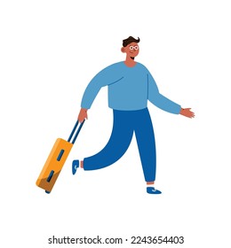 male traveler with suitcase character