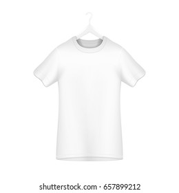 Male T-shirt template on the hanger. Illustration isolated on background. Graphic concept for your design.