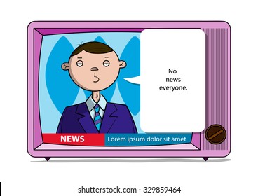 Male TV host reports no news picture with space for any text message.
