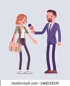 Male Tv Reporter Interviewing Questions Man Stock Vector (Royalty Free ...