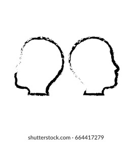 male two heads silhouette