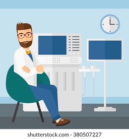 Male ultrasound specialist.