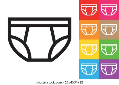 Male Underpants. Briefs. Line Icon With Different Color Background.