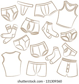 Male Underwear Doodle Icon Set