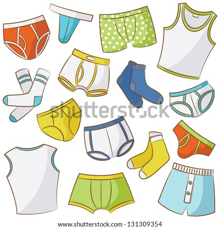 Male Underwear Doodle Icon Set