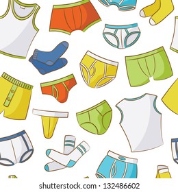 Male Underwear Doodle Seamless Pattern