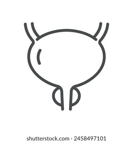 Male Urinary Bladder Icon. Line Vector Illustration of Male Bladder, Symbolizing Men's Urological Health. Isolated Outline Sign.