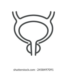 Male Urinary Tract Icon. Line Vector Illustration of Male Urinary System, Symbolizing Urological Health and Anatomy. Isolated Outline Sign.