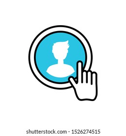 male user account with hand cursor vector illustration design