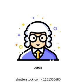 Male user avatar of judge. Icon of cute boy face. Flat filled outline style. Pixel perfect 64x64. Editable stroke