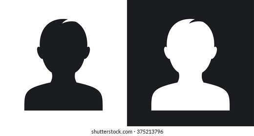 Male user icon, vector. Two-tone version on black and white background