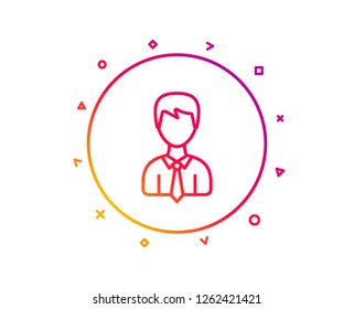 Male User line icon. Profile Avatar sign. Businessman Person silhouette symbol. Gradient pattern line button. Businessman icon design. Geometric shapes. Vector