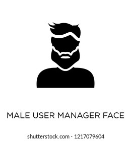 Male User Manager face icon. Male User Manager face symbol design from People collection. Simple element vector illustration on white background.