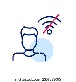 Male user with no internet. No wifi signal. Pixel perfect icon