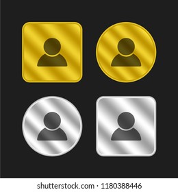Male user shadow gold and silver metallic coin logo icon design