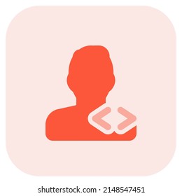 usuario masculino con dirección de flechas laterales como logotipo de codificación