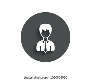 Male User simple icon. Profile Avatar sign. Businessman Person silhouette symbol. Circle flat button with shadow. Vector