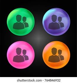 Male users crystal ball design icon in green - blue - pink and orange.
