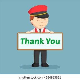 male valet with compliments board sign