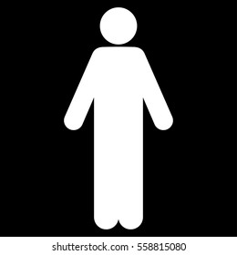 Male vector icon. Flat white symbol. Pictogram is isolated on a black background. Designed for web and software interfaces.