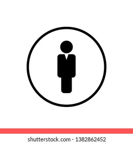 Male vector icon, man symbol. Simple, flat design for web or mobile app