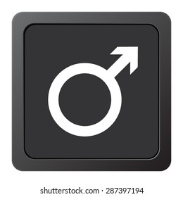 Male  - vector icon, on a grey button