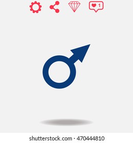 Male vector icon on grey background.
