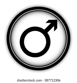 Male - vector icon; round  button with shadow