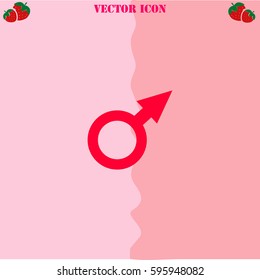 Male vector  icon. Strawberry Background.