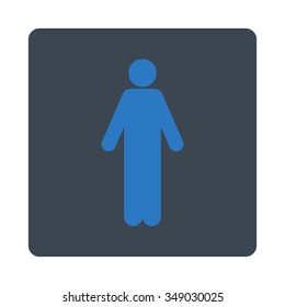 Male vector icon. Style is flat rounded square button, smooth blue colors, white background.