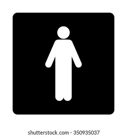 Male vector icon. Style is flat rounded square button, white and black colors, white background.