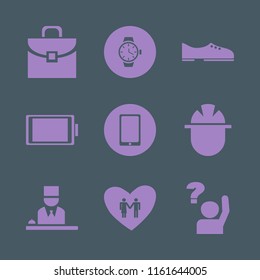 male vector icons set. with briefcase, man woman love, men shoes and builder in set