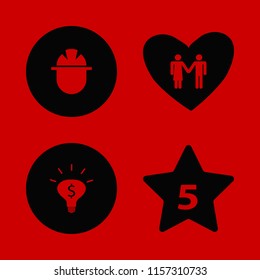male vector icons set. with hotel five stars, man woman love, money ideas and builder in set